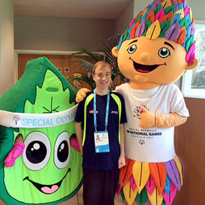 Oliver with Games mascots Ash and Summer