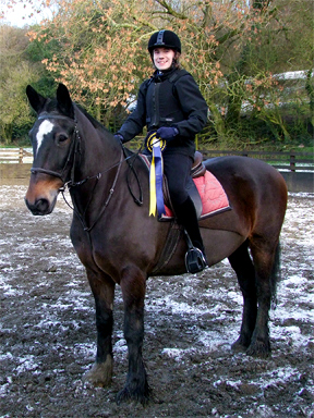 Oliver and Bailey with their prize rosette