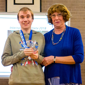 Oliver receiving his International Athlete Award for participating at World competition level in three different sports