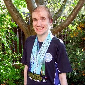 Oliver with his prizes