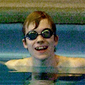 Oliver, ready to swim
