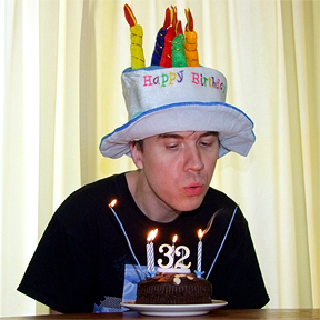 Oliver blows out his birthday cake candles Oliver blows out his birthday cake candles