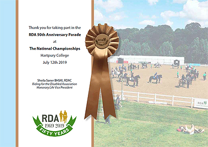 RDA 50th Anniversary Parade commemorative certificate